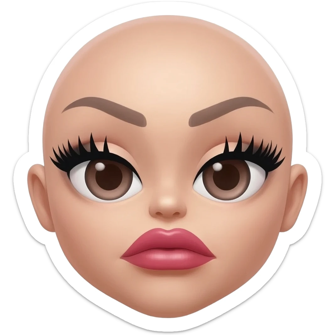baddie with long nails and lips new like a rund emoji with lashes too sticker