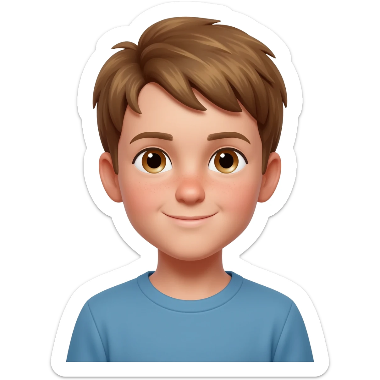 A boy. With the hair in brown and blonde sticker