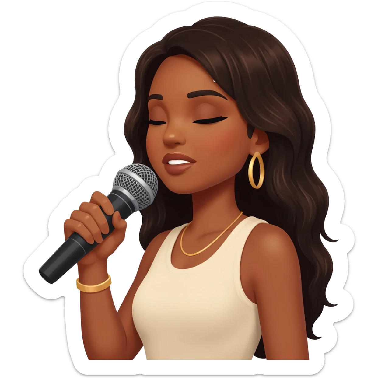 Gonemili Grace chante avec un micro en main sticker