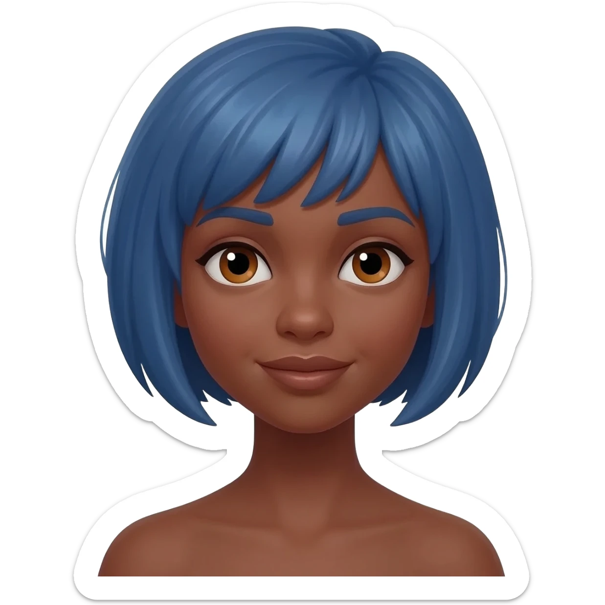 Brown skin hazel female eyes blue short hair sticker