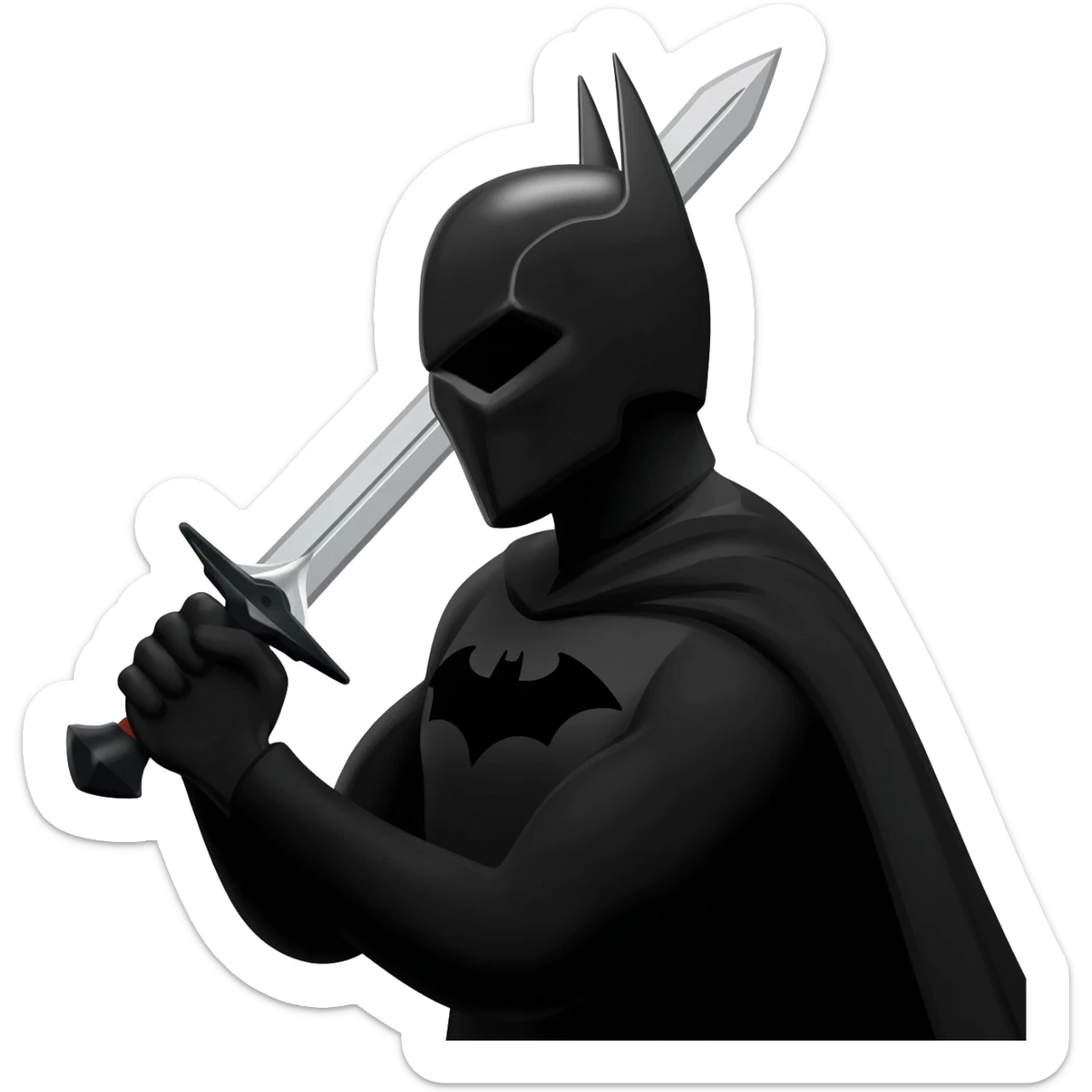 a dark Knight with a long sowrd stanting his face is cowered with knight helmet sticker