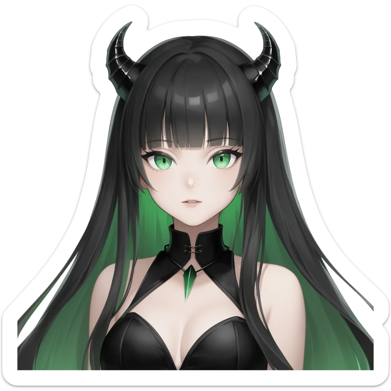 Beautiful ethereal Gorgeous Vampiric Edgy Anime Lady With Black grey green  sticker