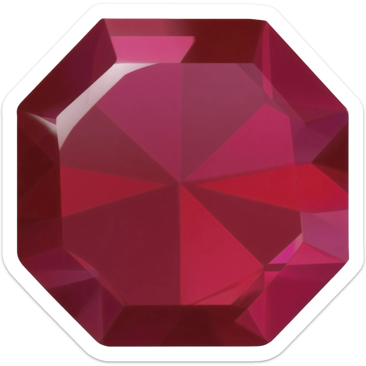 Simple elegant red ruby gemstone 6 sided sticker