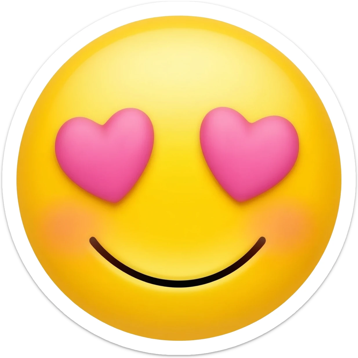 Yellow smiley face with pink heart eyes sticker