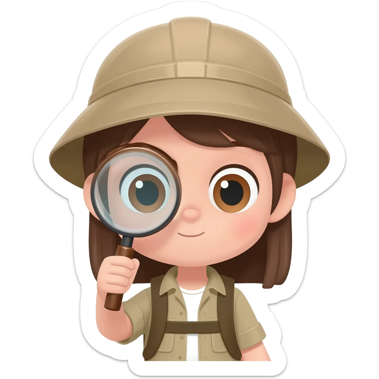 archaeologist girl is holding a magnifying glass sticker