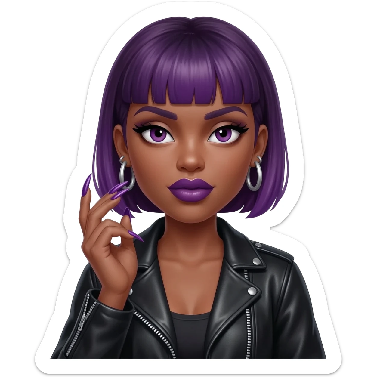 baddie with long nails and lips sticker