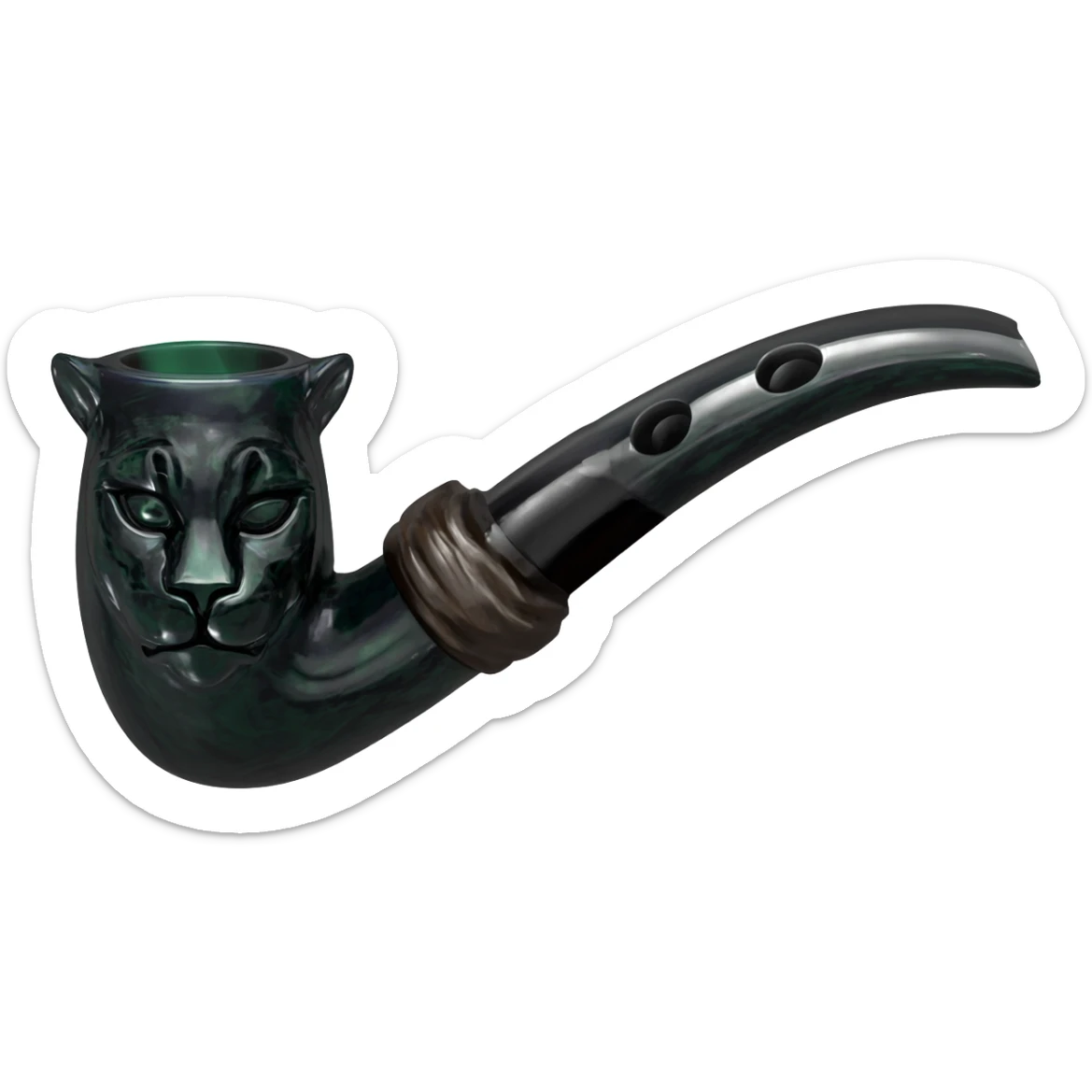 pipa chamanica con cabeza de pantera con humo sticker