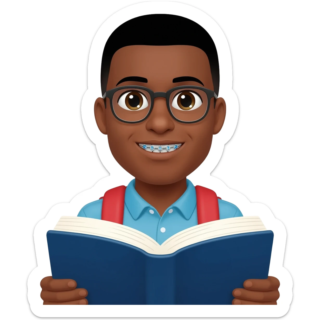 black STUD with glasses and braces NERD sticker