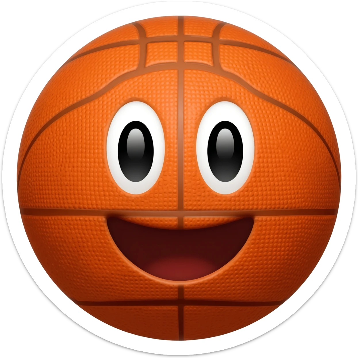 A basketbal with a smile sticker