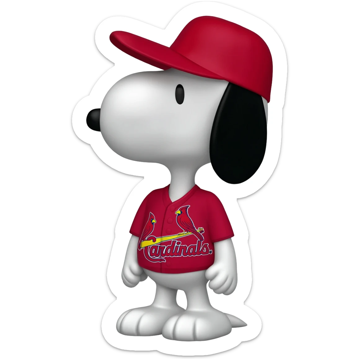 Snoopy wearing a St Louis Cardinals jersey and cap sticker
