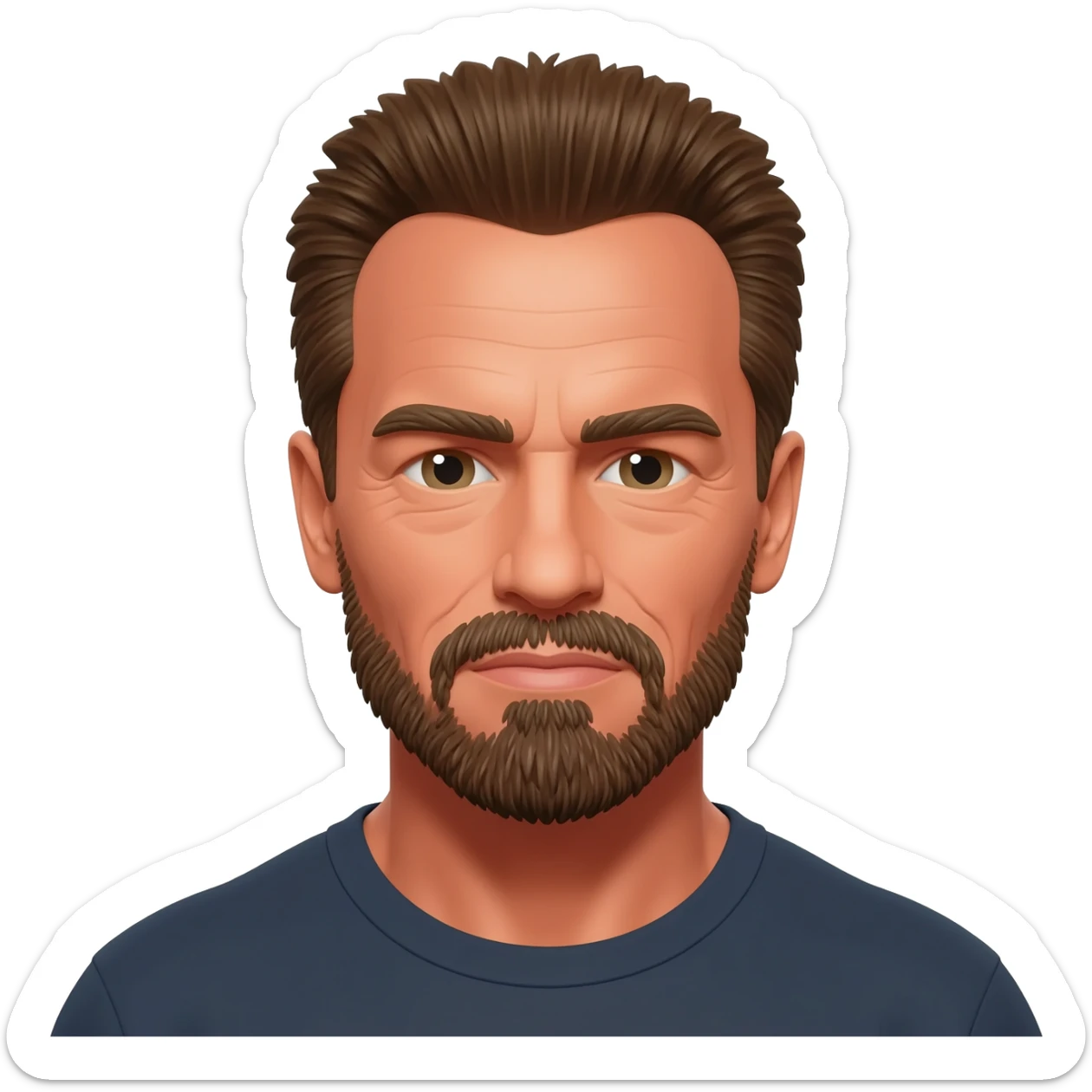 Arnold Schwarzenegger with his beard on his face sticker