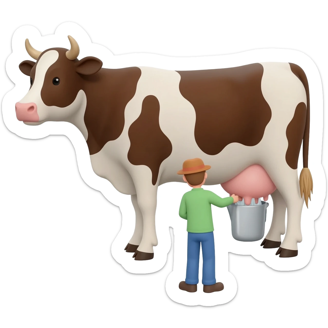 Vaca y una persona ordeñandola sticker