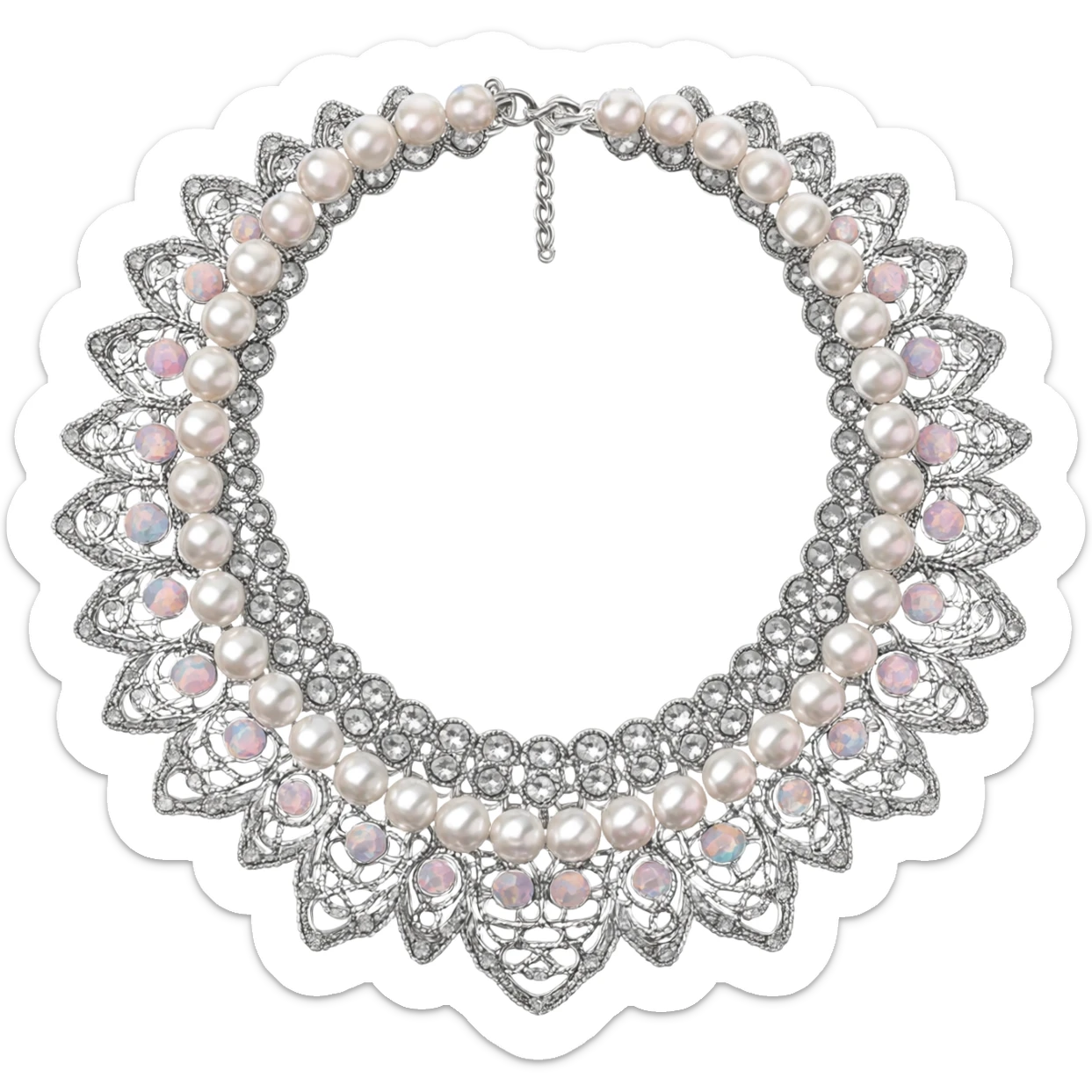 Balletcore aesthetic style and color scheme, 3d rendering, isolated, hyper-detailed necklace, shimmery, 16 hd, professional quailty, 600 dpi, transparent background.  masterpiece, breathtaking illustration world-class masterpiece illustration. sticker