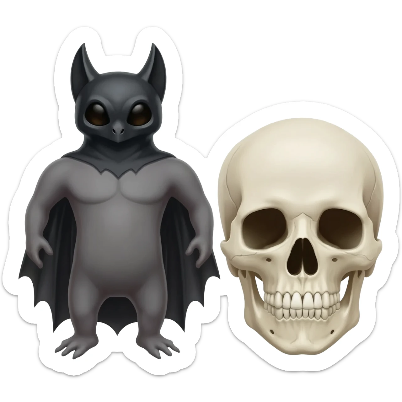 Bat and human skull together in one frame sticker