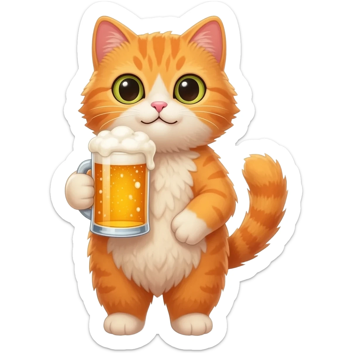 cat holding a beer sticker