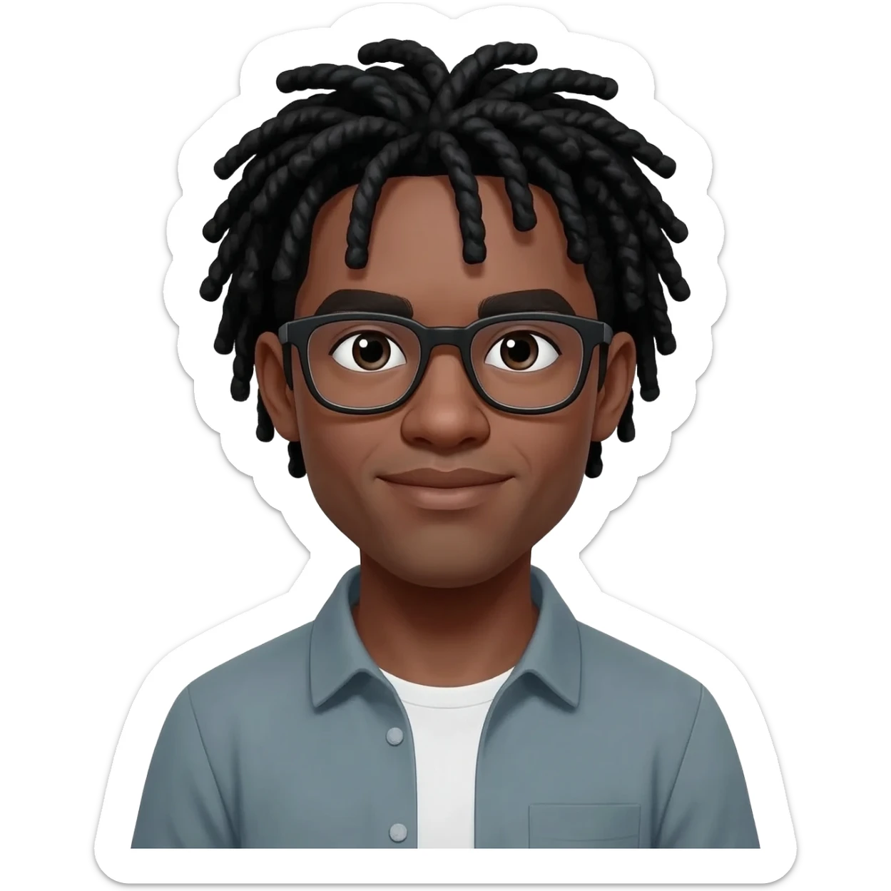 African American guy with black dreads wearing glasses sticker