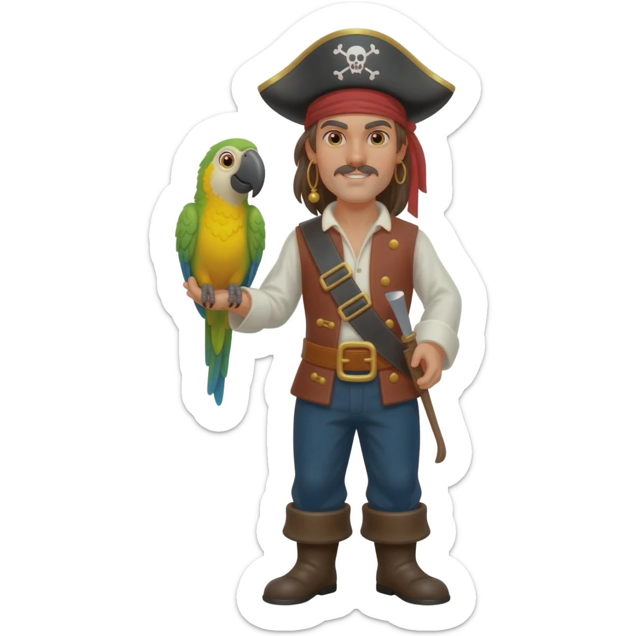 pirate and parrot sticker