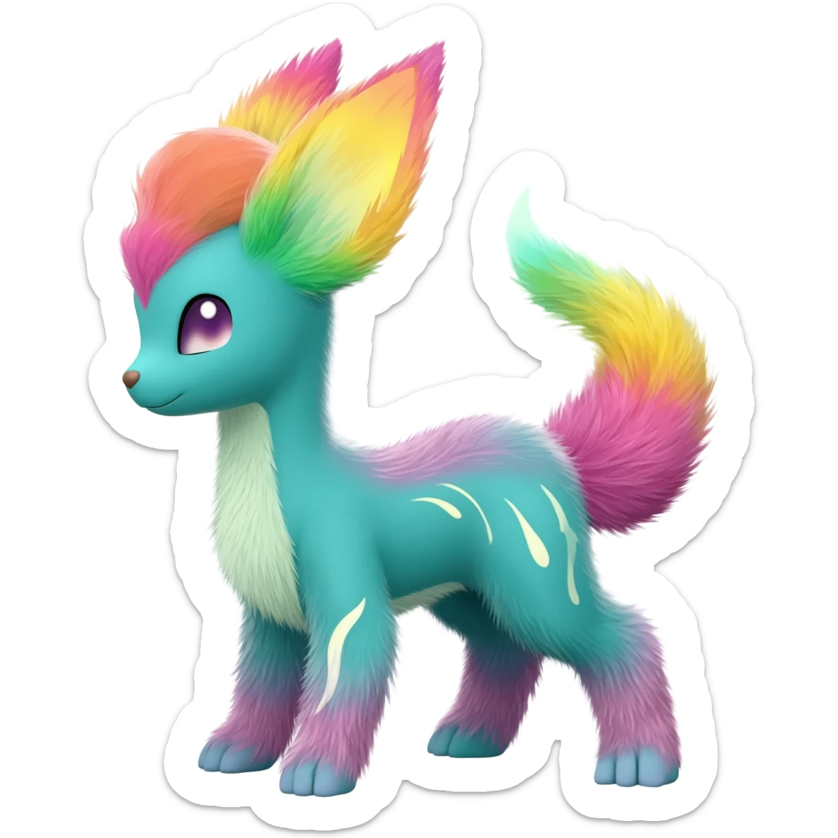vibrant pastel bright colorful cute fuzzy exotic painted Fakémon-Pokémon-Vernid-Vaporeon-Leafeon-Sylveon-creature sticker