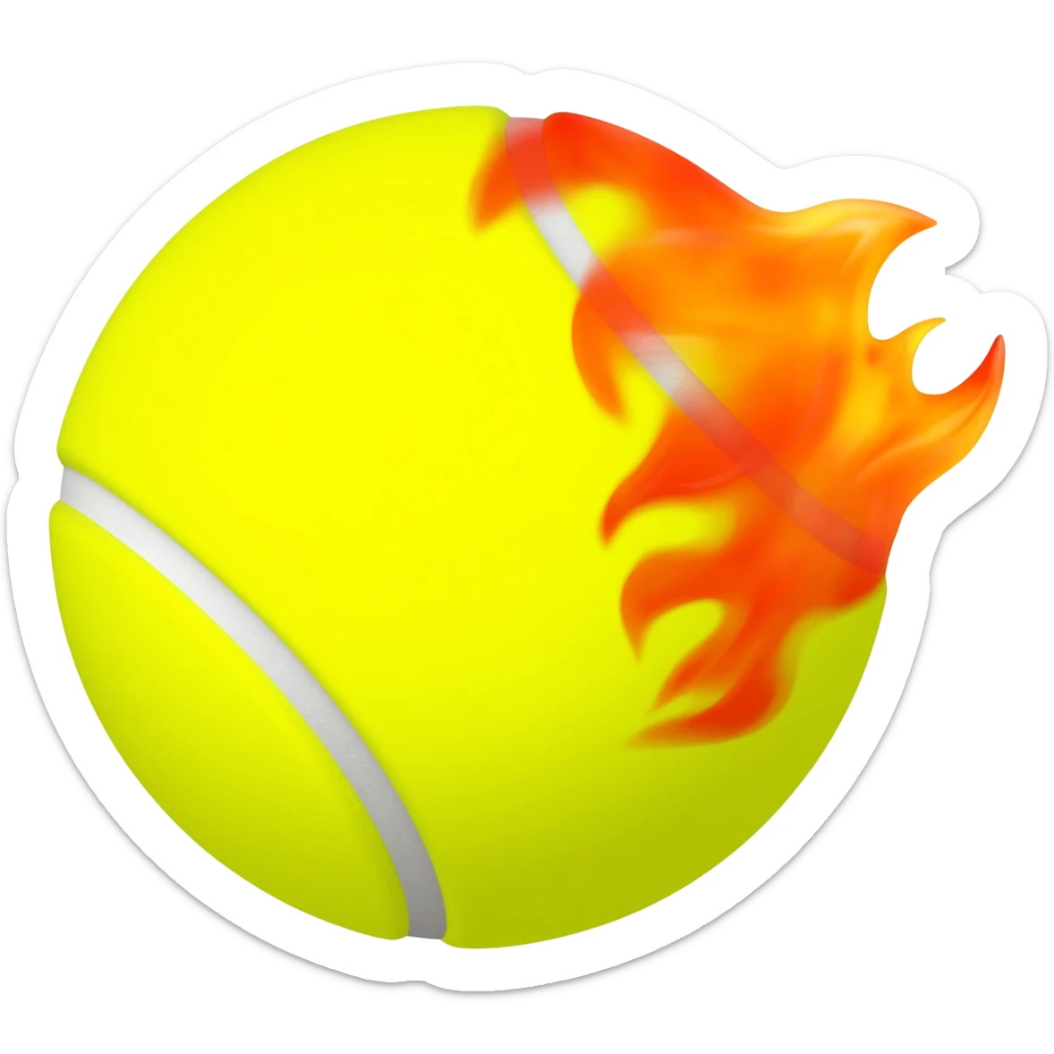 Tennis ball on fire sticker