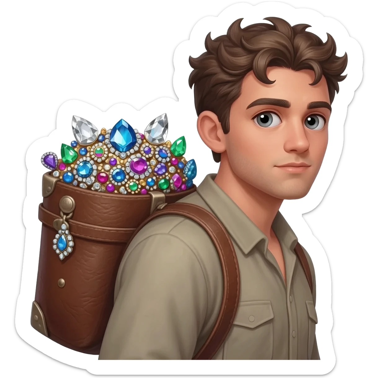  парень несет мешок с драгоценносями за спиной sticker