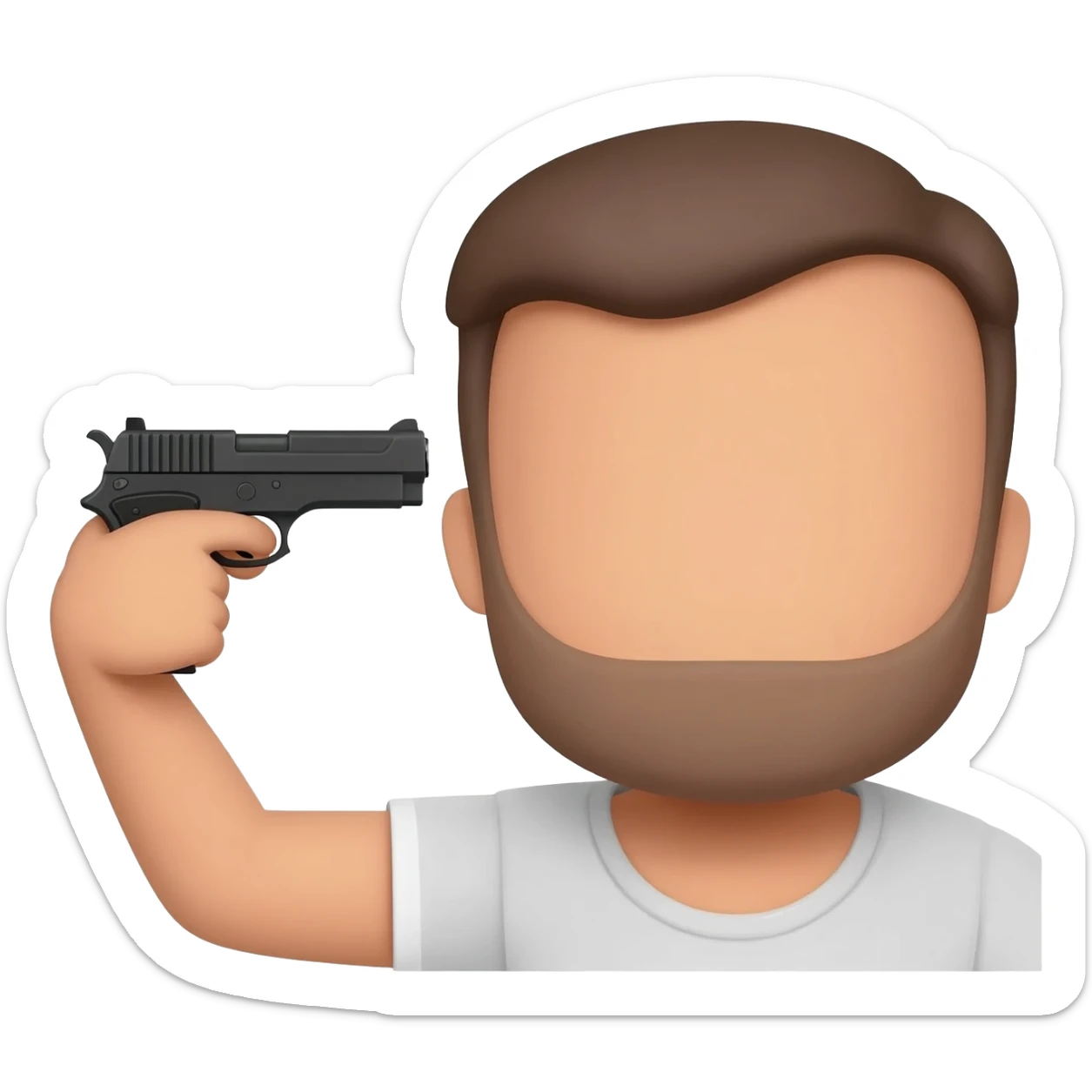 Plain face emoji pointing a gun at its head sticker