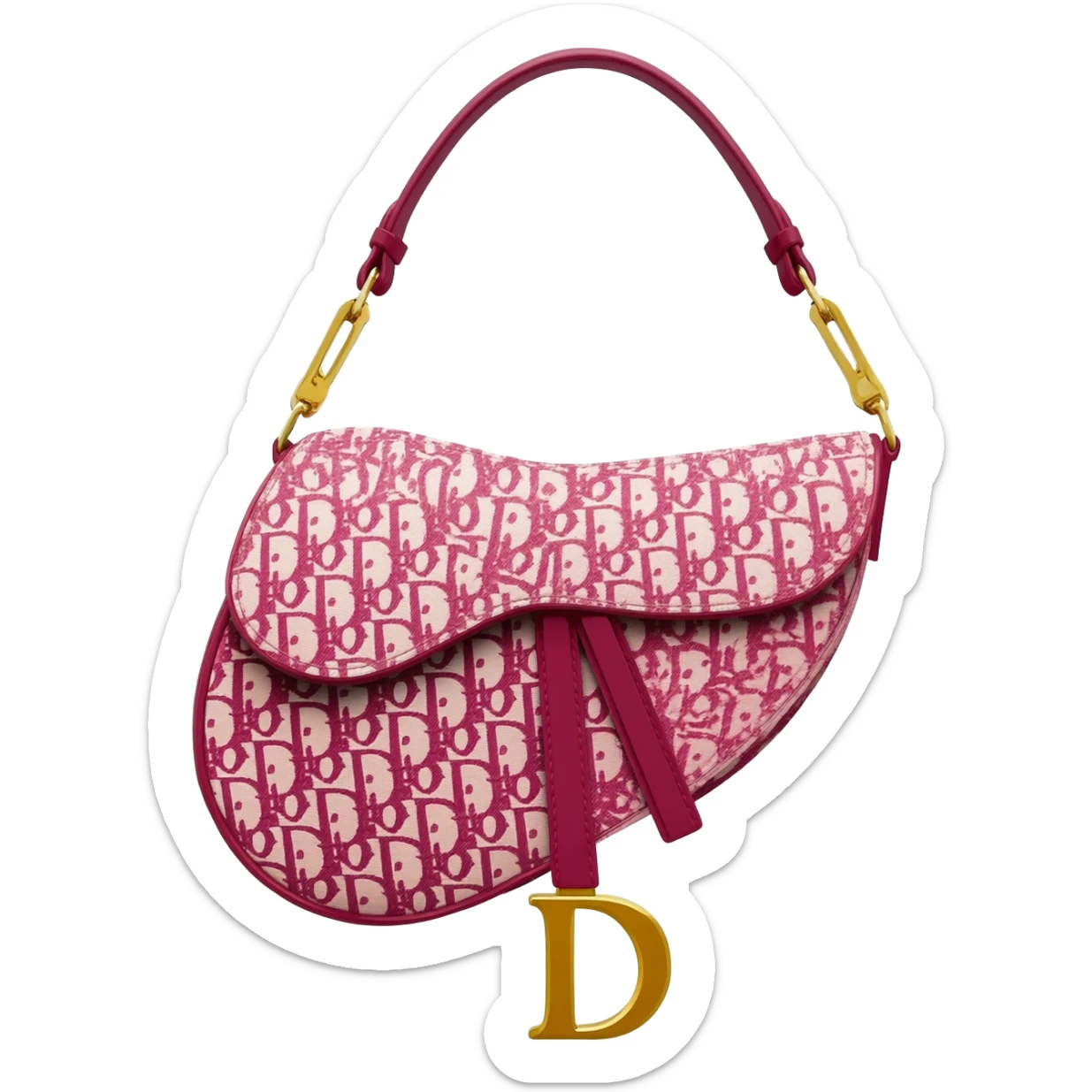 pink dior printed saddle bag sticker