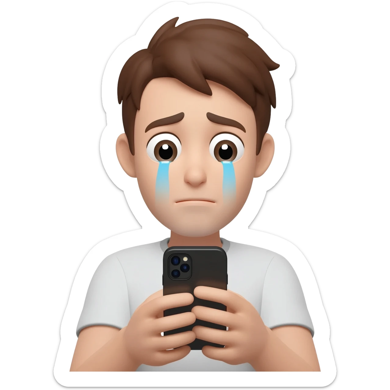 Crying face with handphone sticker
