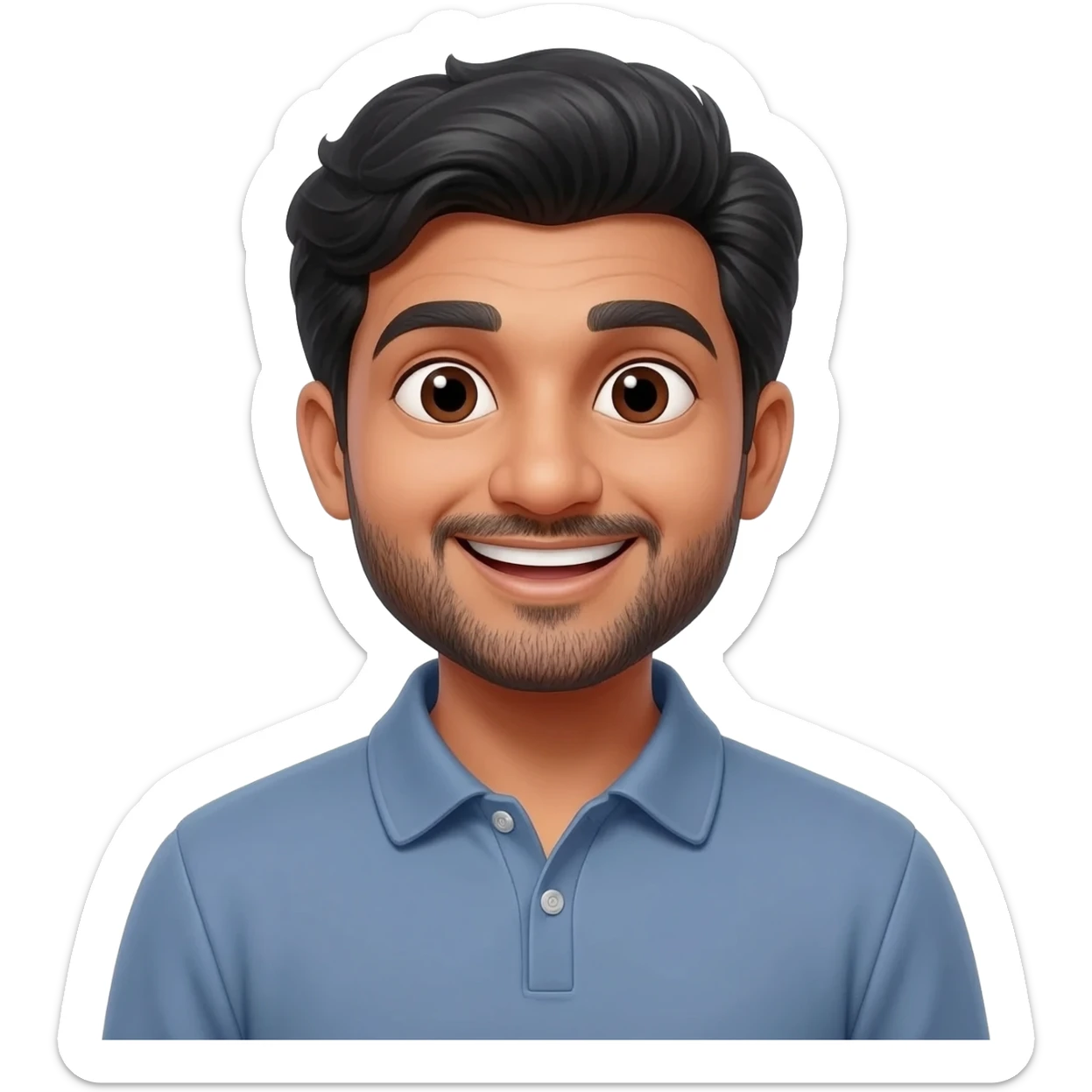 funny indian male teCHER WITH STUBBLE with plain rolltop jumper sticker