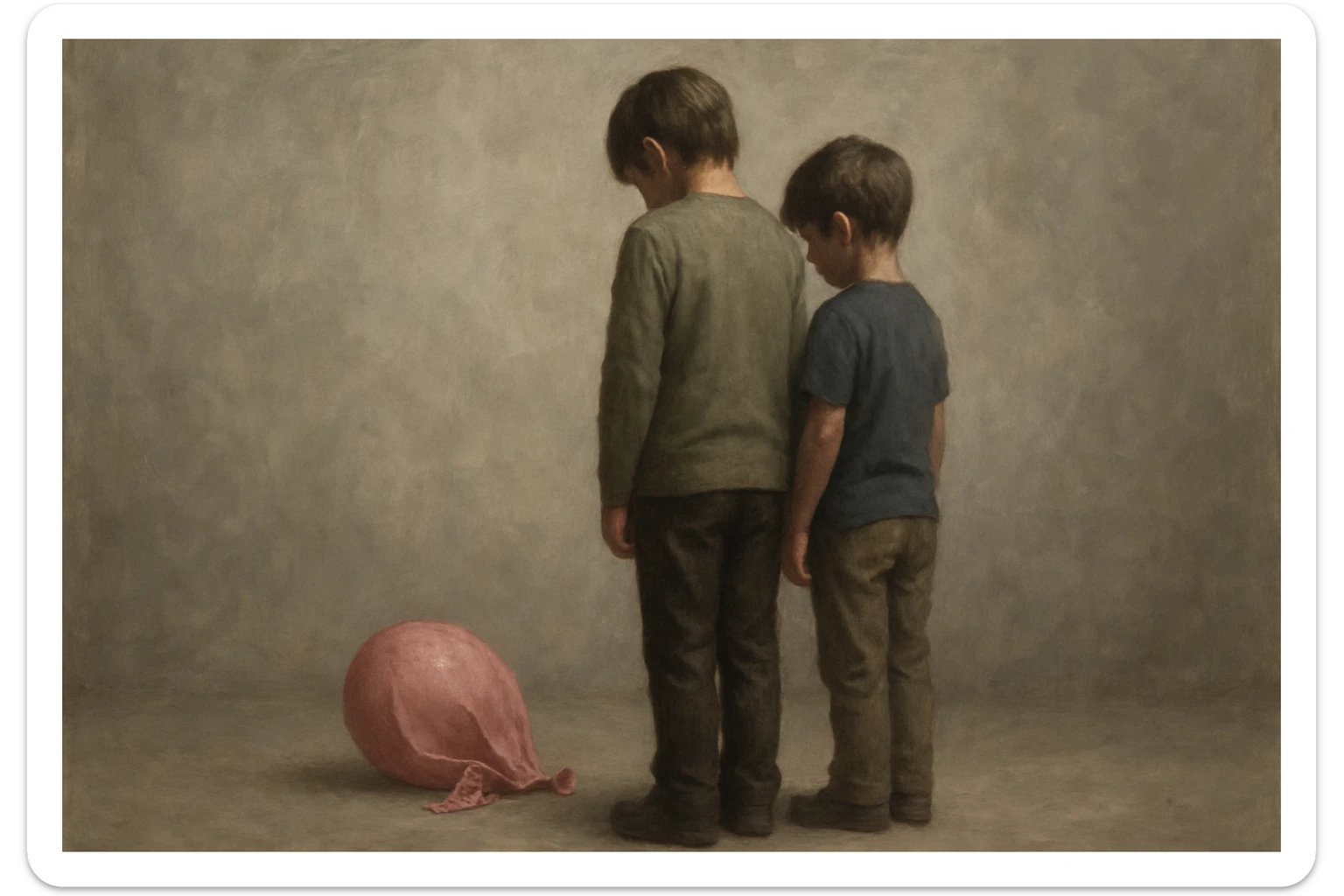 aravani bir baloni singanini tasvirla uning oldida aka uka homush turishibdi yuzlari ko'rinmasa ham bo'ladi sticker