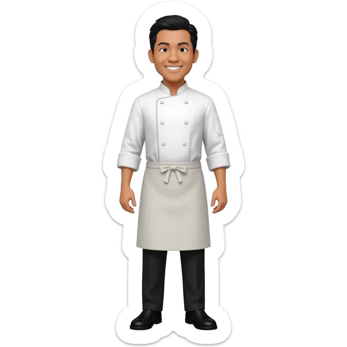 Filipino man chef uniform and black pants shoes sticker