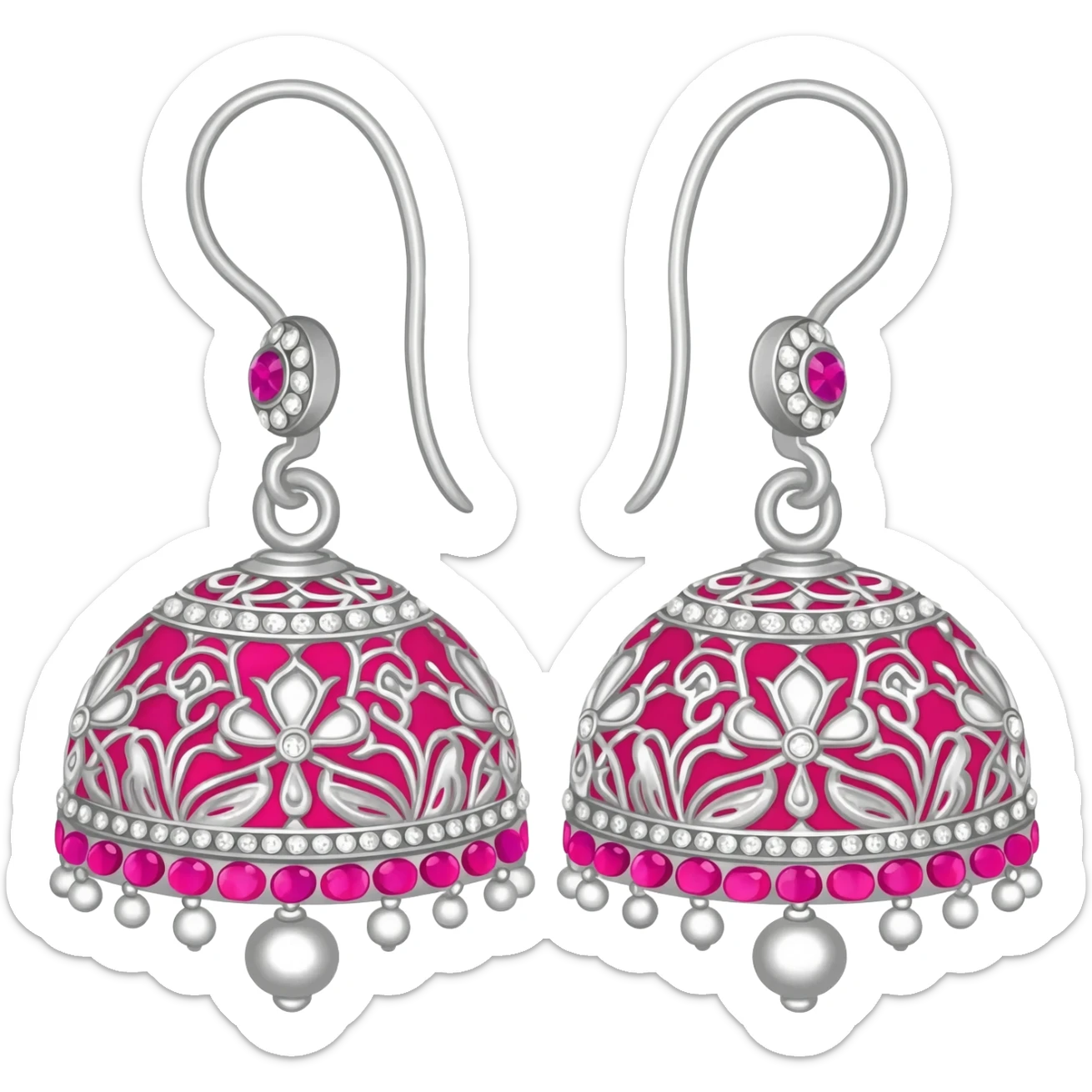 Jhumka pink+white colour with beautiful designs sticker