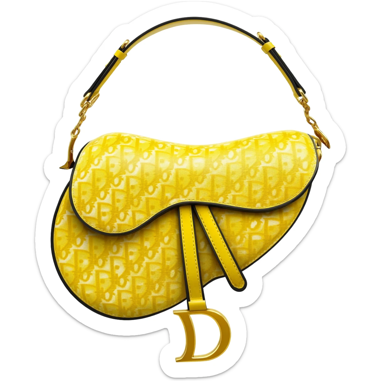 yellow dior printed saddle bag sticker