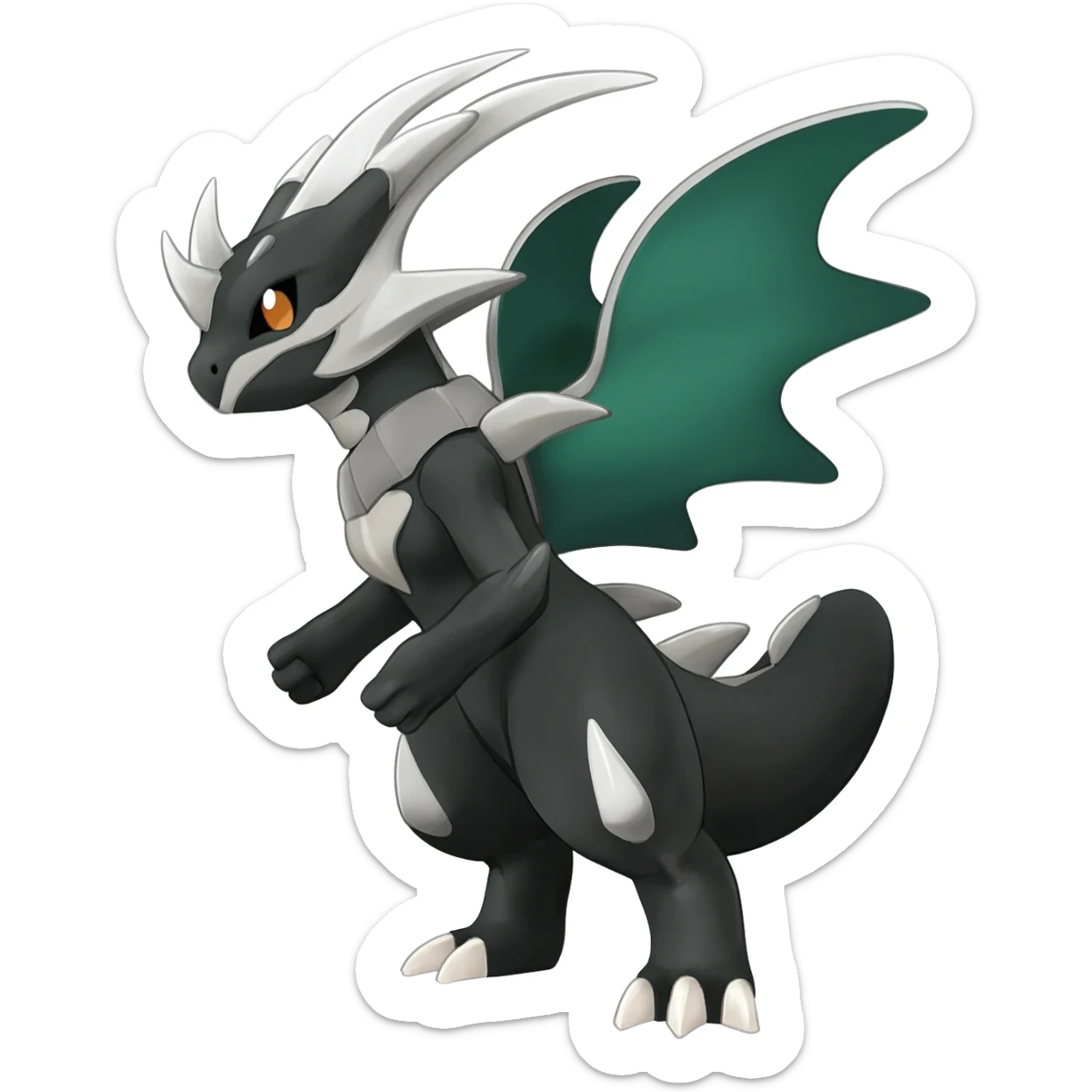 Shiny Black Grey White and Dark-Green Trico-Nargacuga-Silvally-Absol-fusion sticker