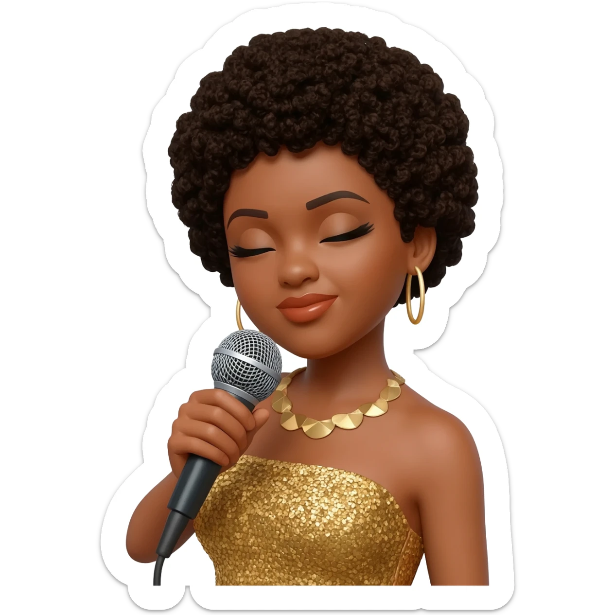 Gonemili Grace chante avec un micro en main sticker