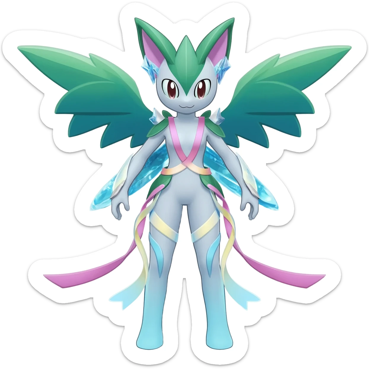 Sylveon-Espeon-Glaceon-Leafeon-hybrid-animal-Fakémon-Pokémon-fusion sticker