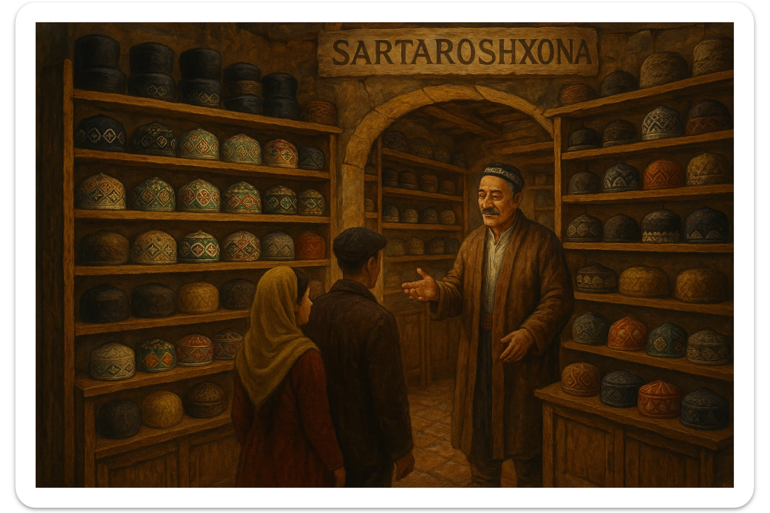 Sartaroshxonaga kirib kelayotgan mijozlar sticker