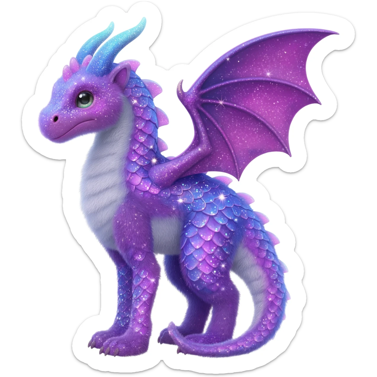 P moe meow meow cute fuzzy realistic glittery Randomly-faerie-drake-colored sparkly exotic Fakémon-creature sticker