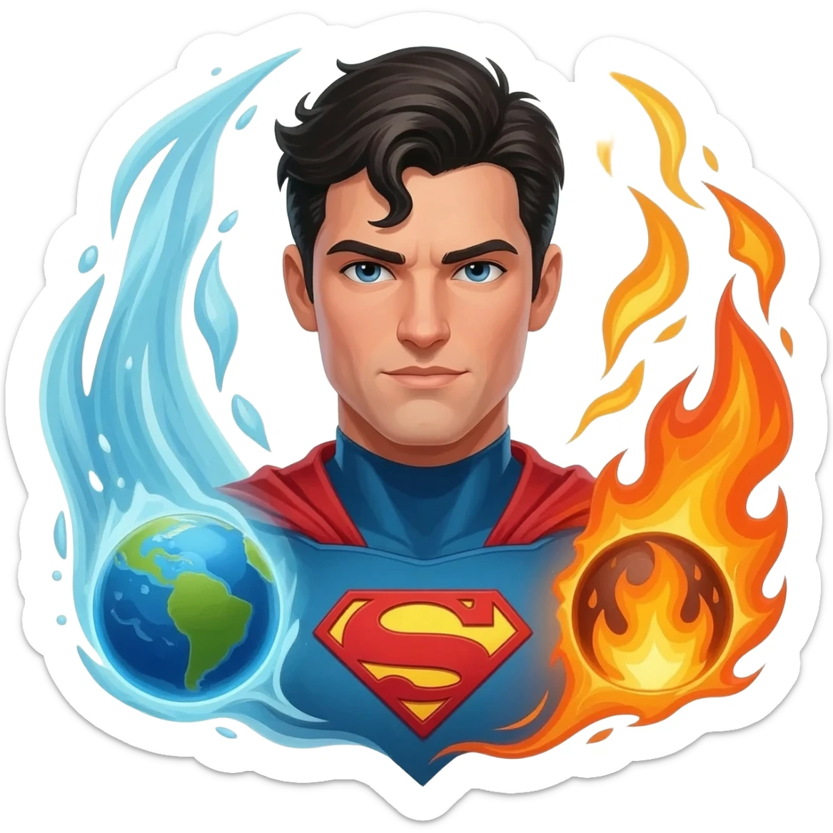 super hero male with all elemental nature powers sticker