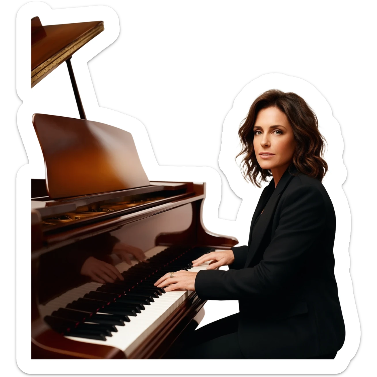 hyperrealistic laura pausini at the piano sticker