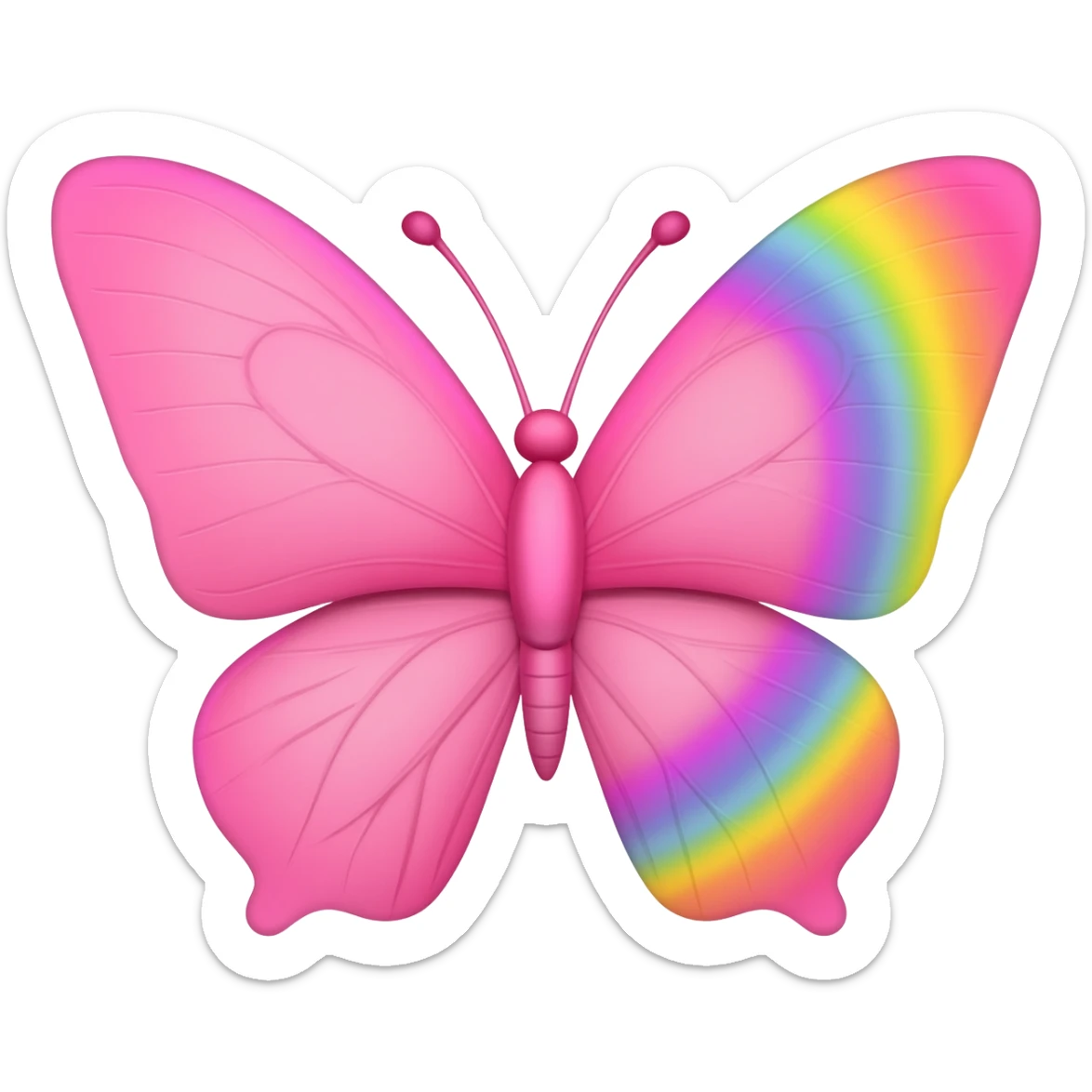 mariposa rosa con arcoiris sticker