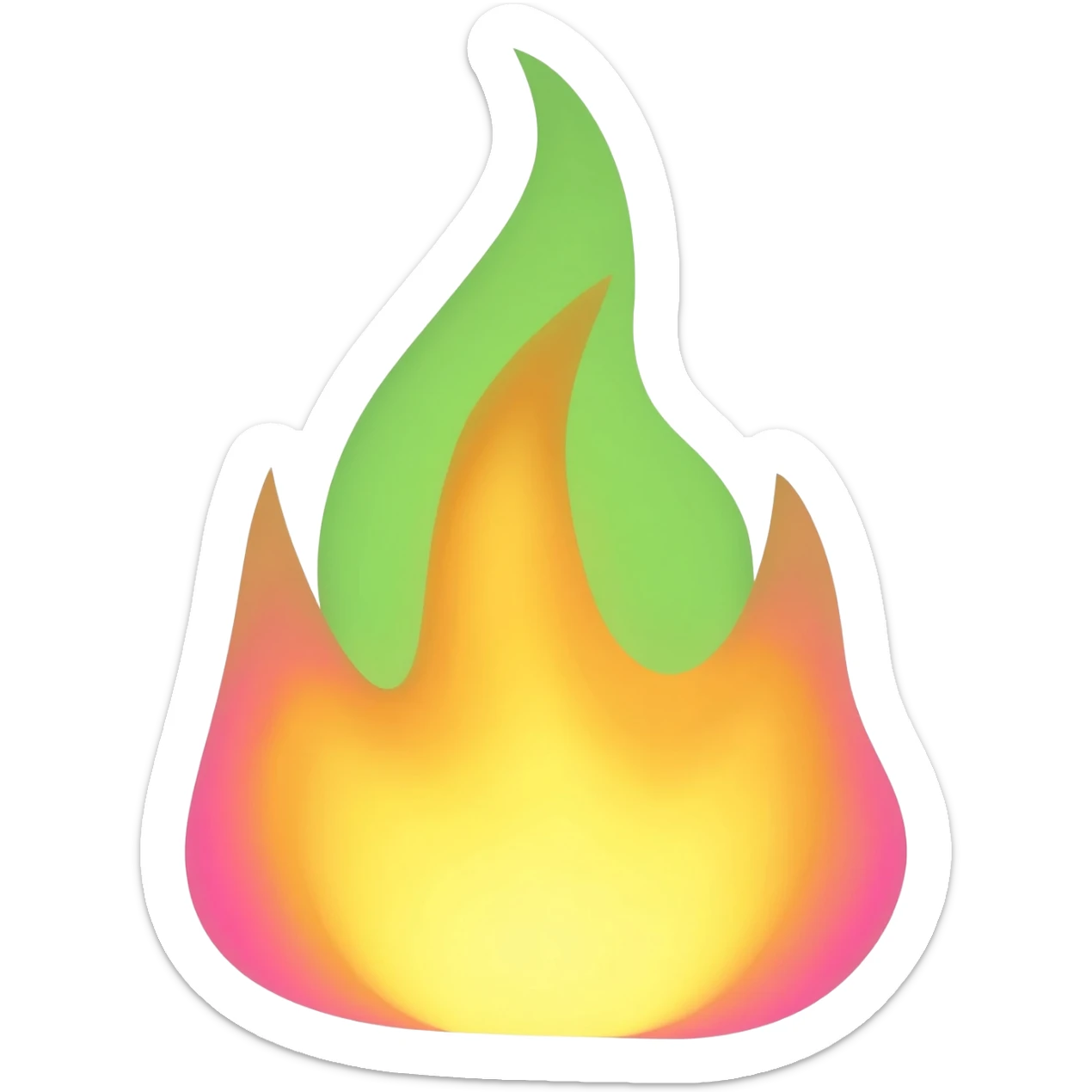 yellow,green, and pink flame sticker