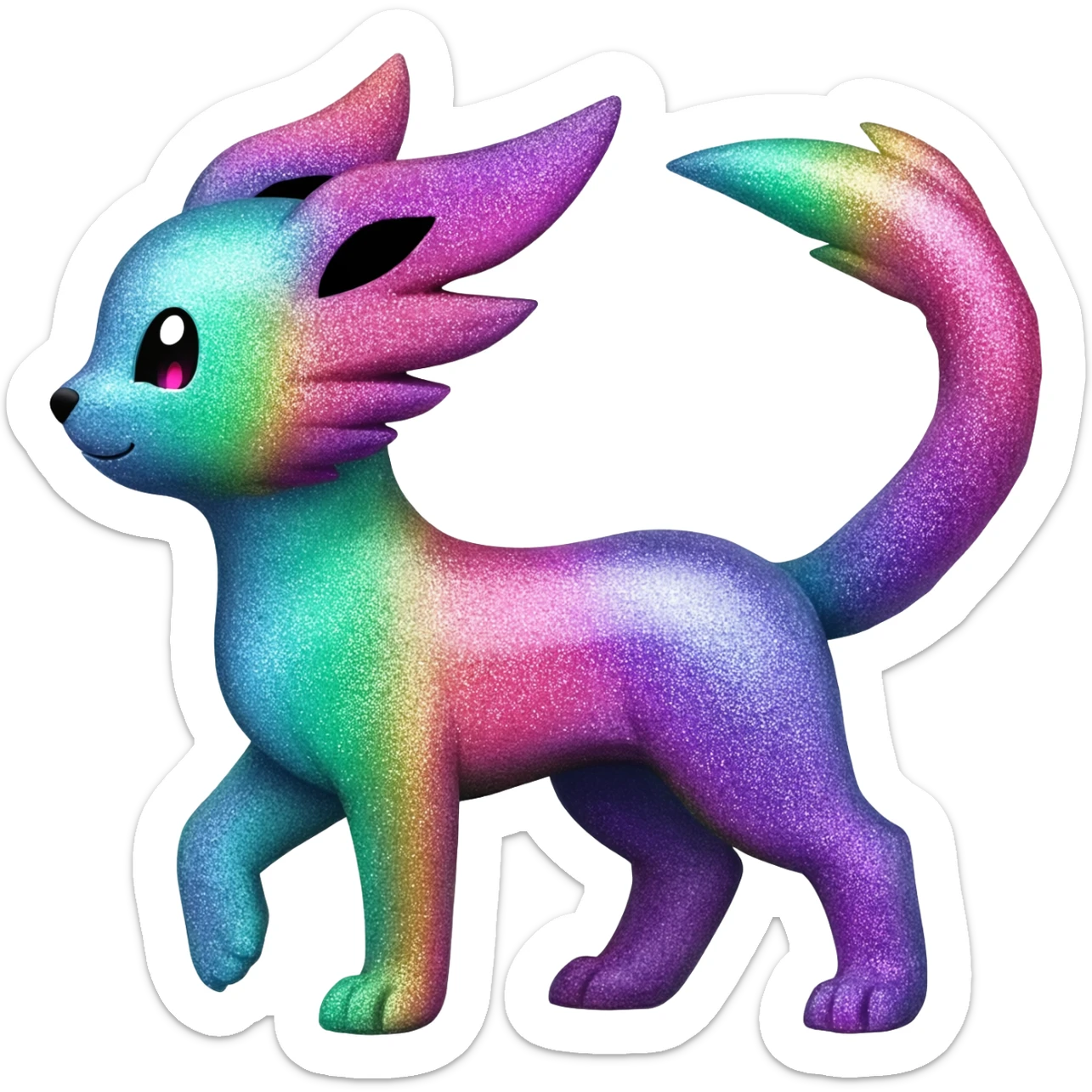 Shiny sparkly alloy glittery colorful gradients-colored complex epic beautiful cute kawaii Umbreon-Amaura-Sylveon-hybrid-animal-Fakémon-Pokémon-fusion sticker