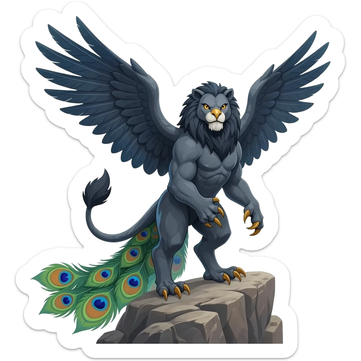 Mythological Fantasy-Peacock-Gryphon-Griffin-animal-hybrid-creature sticker