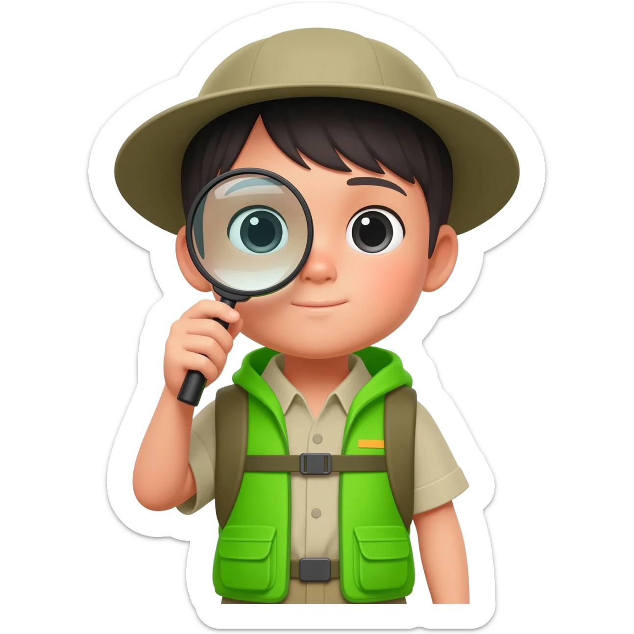 active asian kid explorer sticker