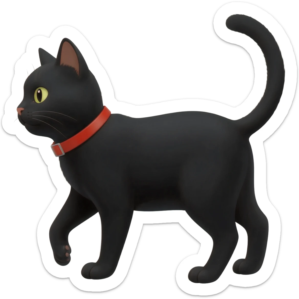 Black cat with red collar sticker