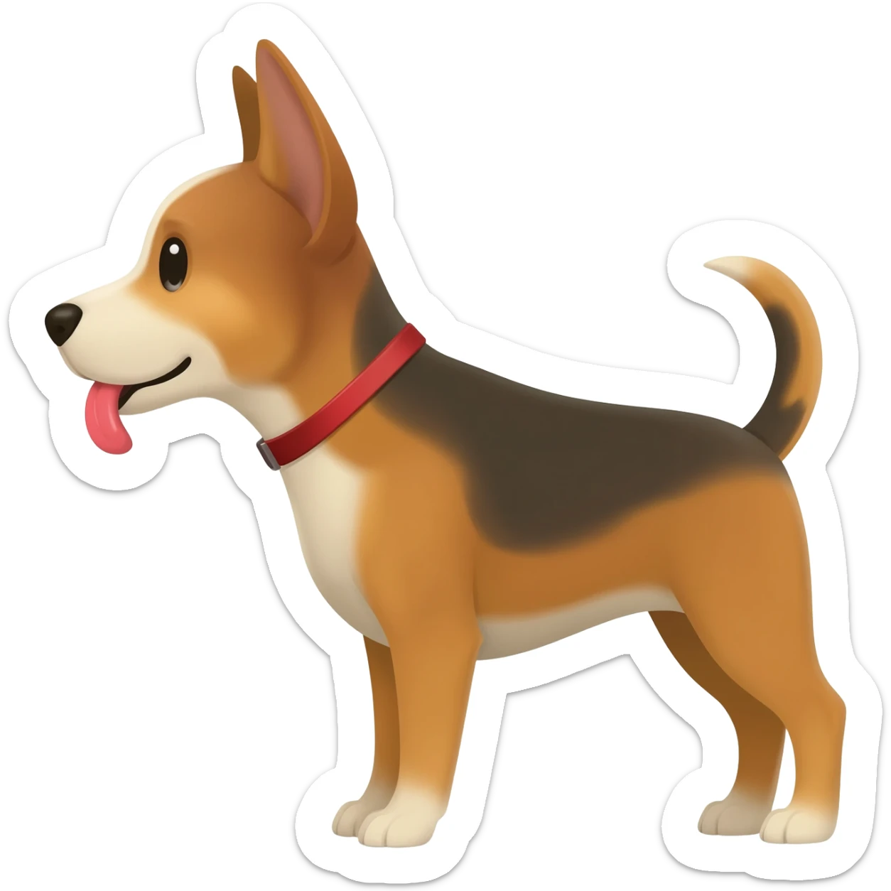 dog with tounge out licking sideways, sideview sticker