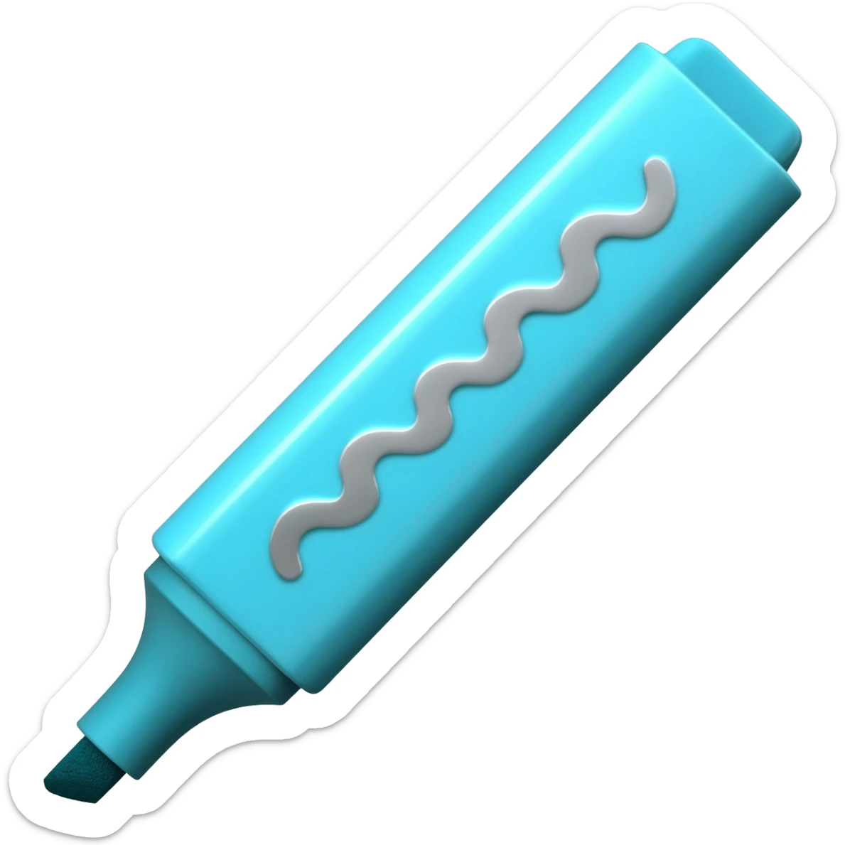 Light blue highlighter pen with silver squiggle design on the pen sticker