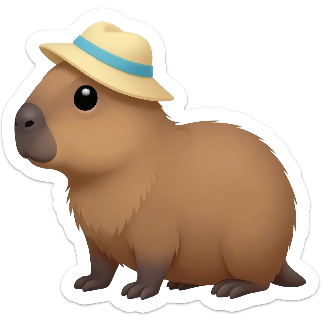 Capybara wearing a beach hat sticker