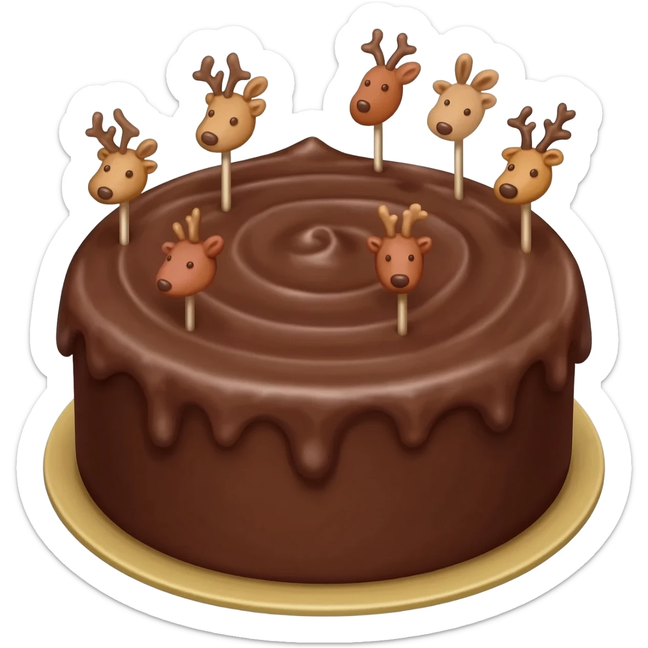 Chocolate cake with reindeer ears sticker
