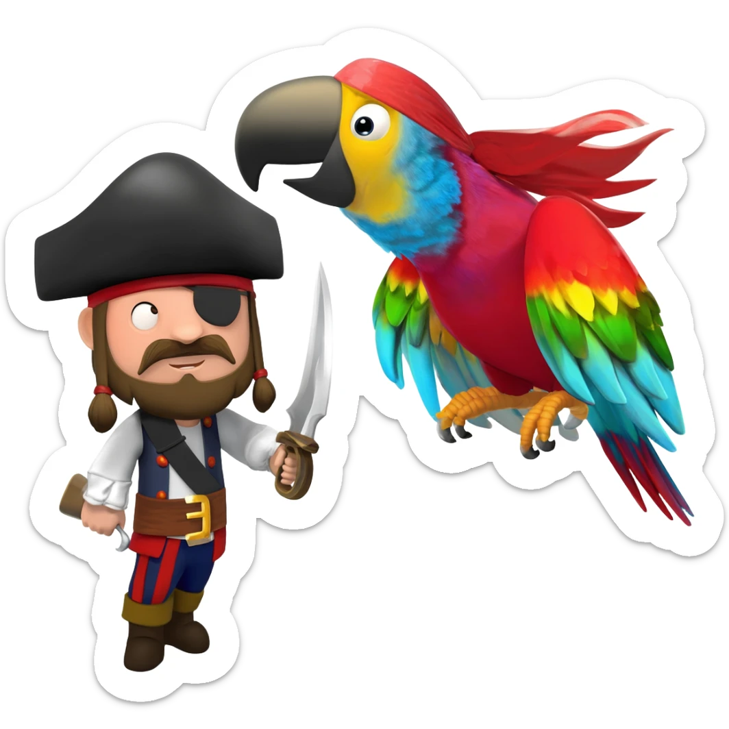 pirate and parrot sticker